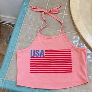 USA Halter Crop Top